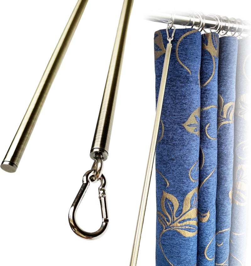 OooWow 36 inch (2 Pack) Light Bronze Iron Curtain Pull Wand - Drapery Pull Rod - Versatile Curtain Wand - Metal Drapery Wand (36in AB 2pk) - Image 1